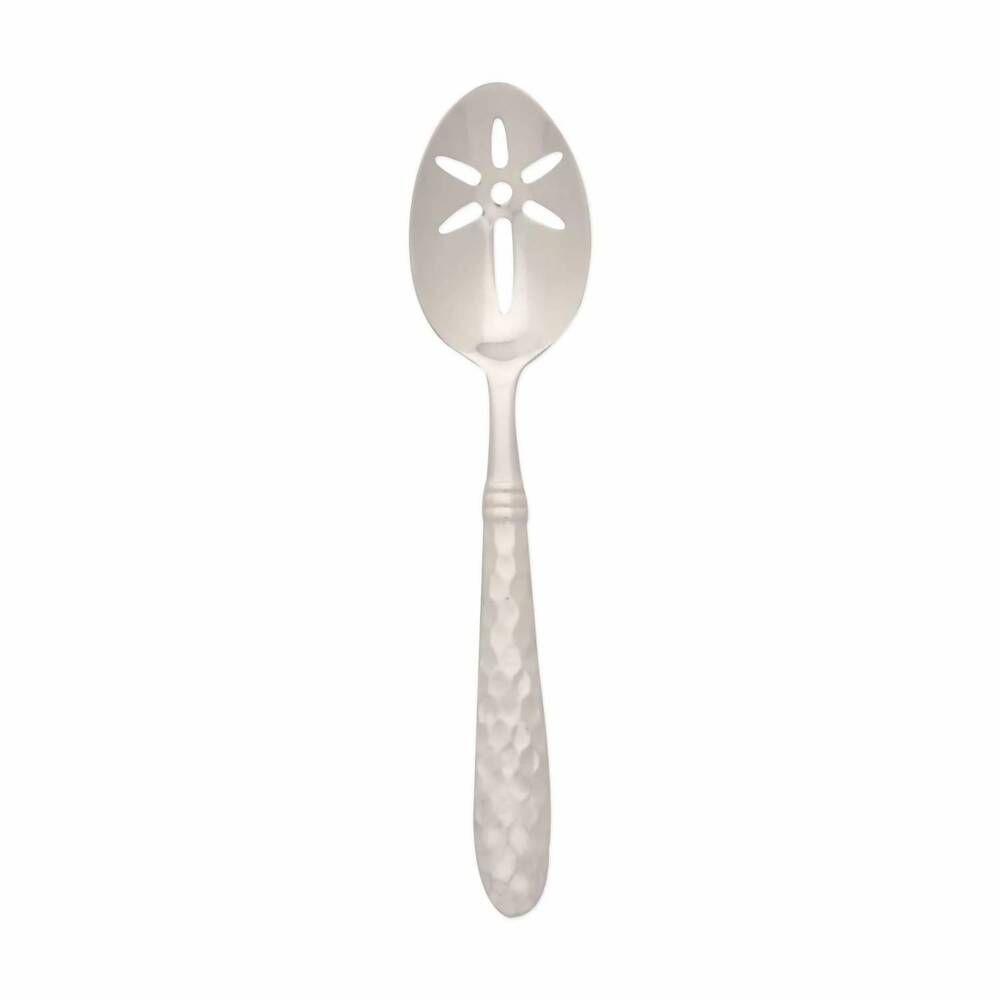 NEW VIETRI martellato slotted serving spoon in silver